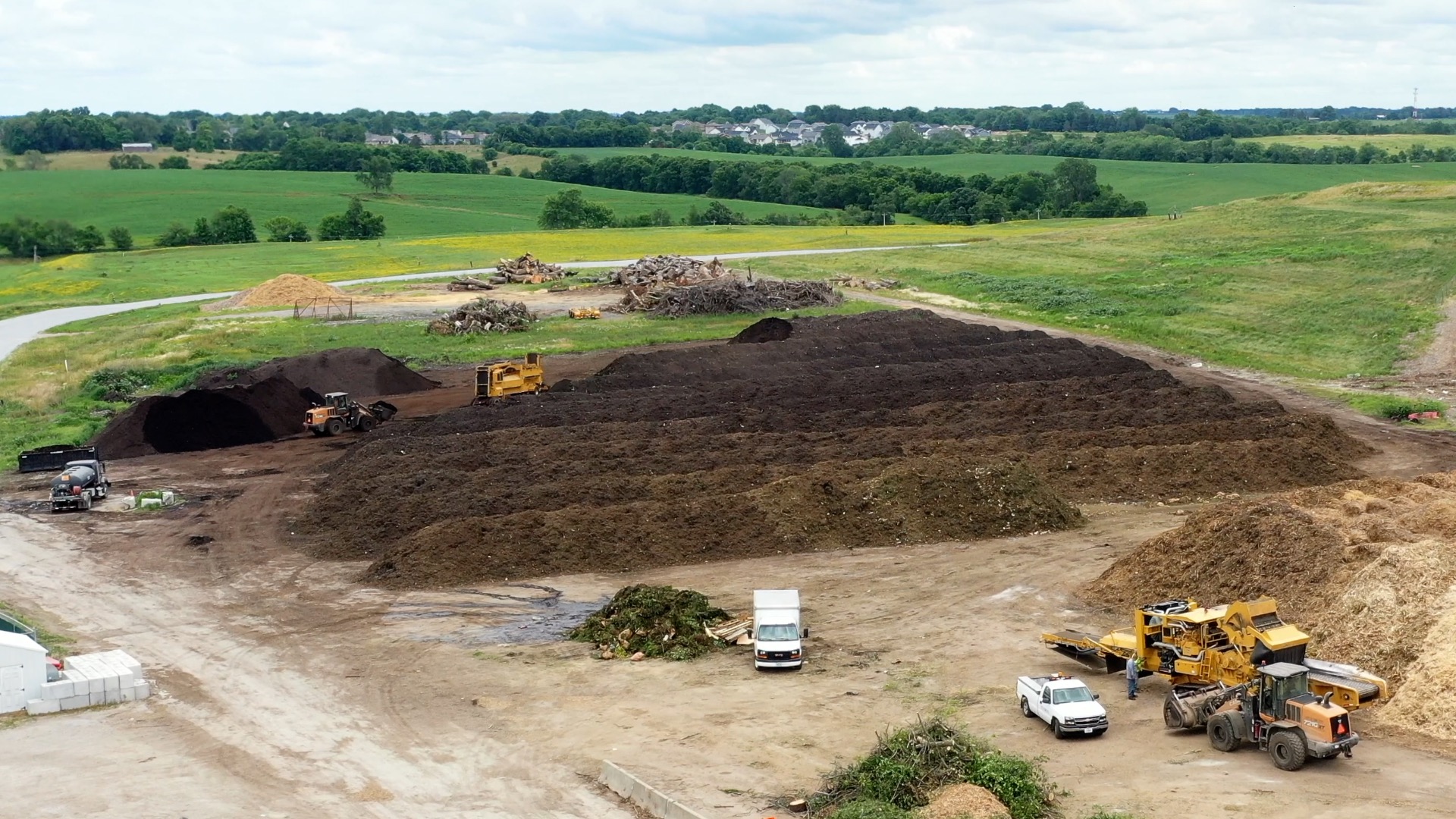 12 rows of compost at the Iowa City Landfill