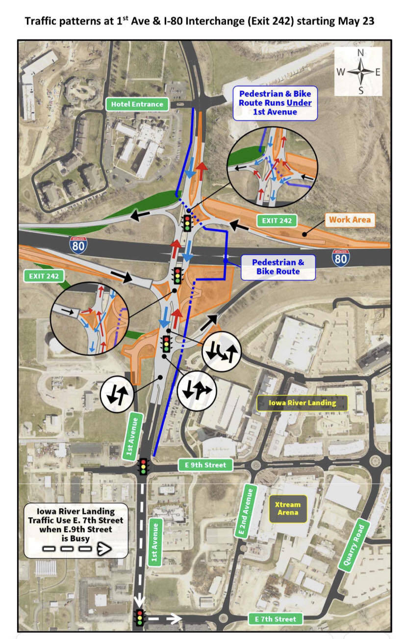 The Coralville intersection of 1st Ave. and I-80 is shown in May 2024. 